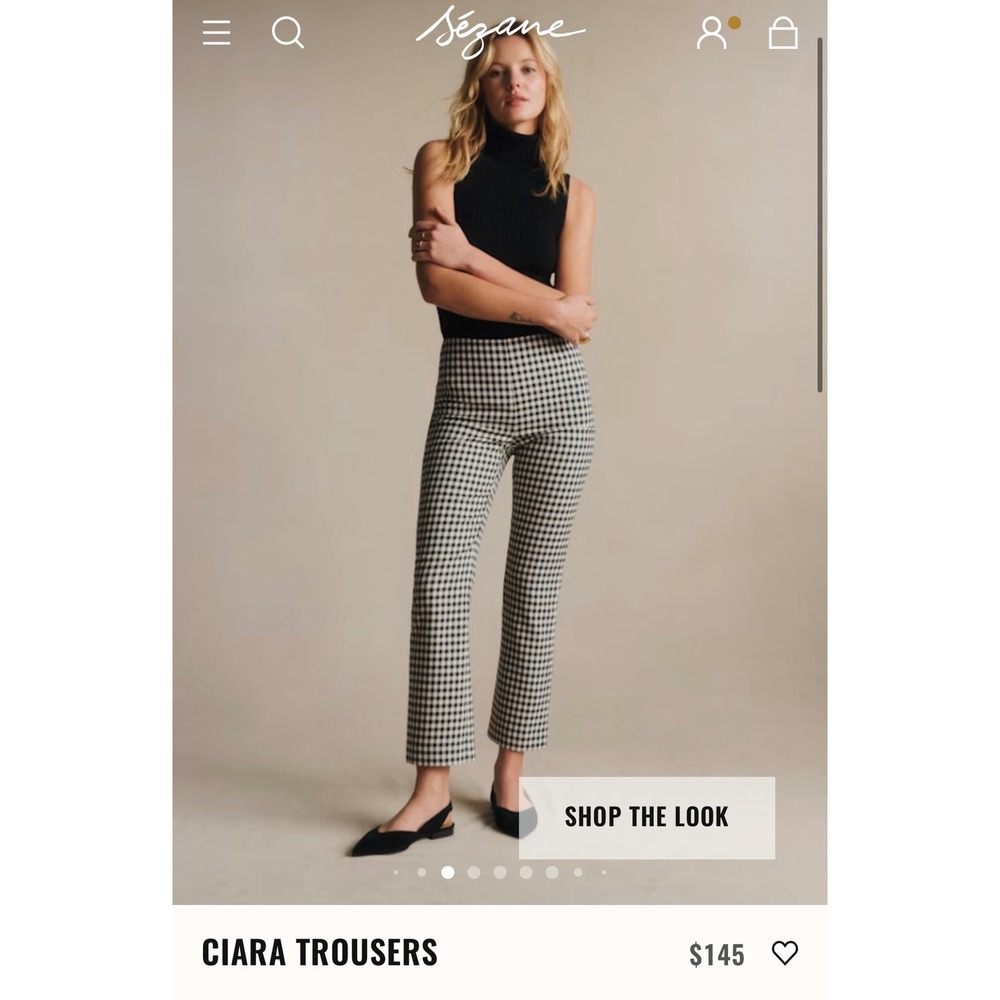 Sezane Ciara Trousers Black and White Gingham Size 4 US/ 36 Pristine Condition